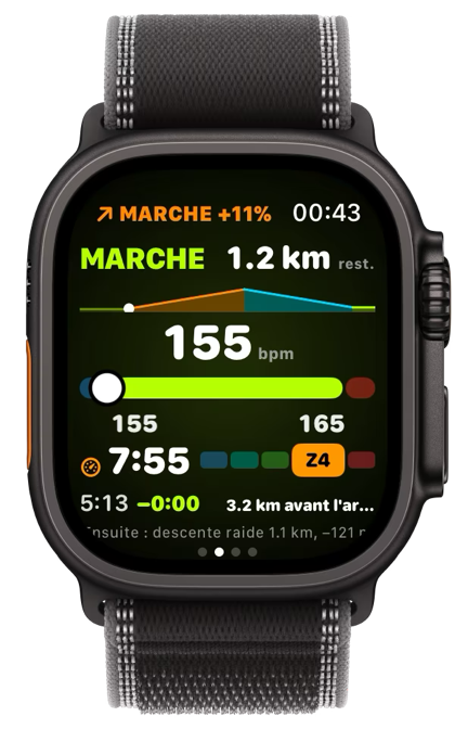 MARCHE sur la montre dans une montée à 11 %.